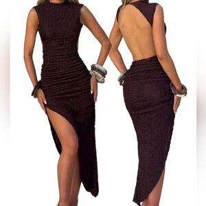 Babyboo Aphrodite Midi Dress Plum Brown Nwt